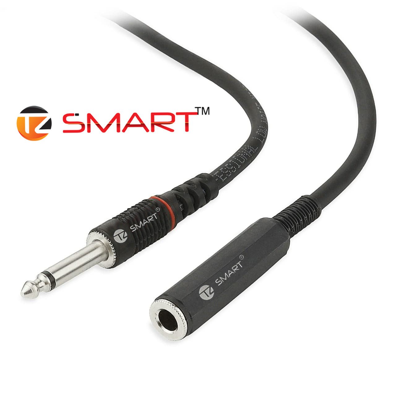 TZ SMART 5 MTR TS Mono 1/4" Mono Male to Female Audio Extension Cable - Durable Guitar Cable for Amplifiers, Instruments, and Microphones