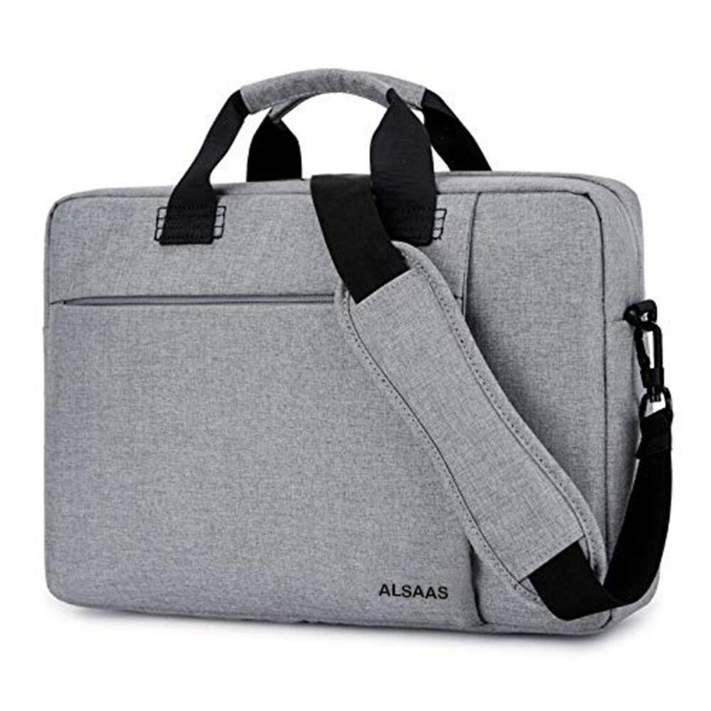 ALSASS 15.6 Inch Office Laptop Bag – Professional Slim Briefcase for Men & Women (Grey)