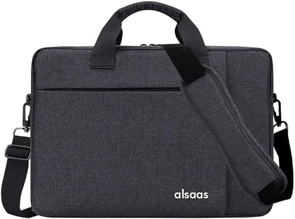Alsaas Laptop Shoulder Bag 15.6 Inch – Water-Resistant Slim Business Messenger Bag with Handle & Adjustable Strap – Lightweight Laptop Briefcase for Men & Women